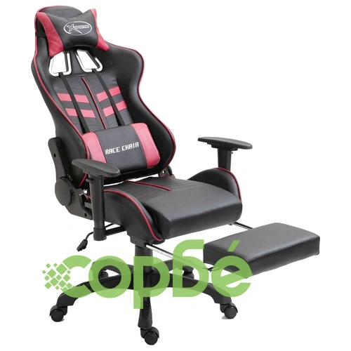 Геймърски стол с подложка за крака виненочервен изкуствена кожа ➤ топ цена ➤ sorbe.bg