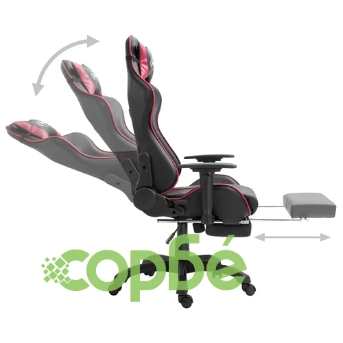Геймърски стол с подложка за крака виненочервен изкуствена кожа ➤ топ цена ➤ sorbe.bg