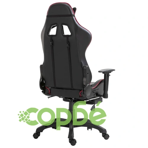 Геймърски стол с подложка за крака виненочервен изкуствена кожа ➤ топ цена ➤ sorbe.bg