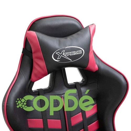 Геймърски стол с подложка за крака виненочервен изкуствена кожа ➤ топ цена ➤ sorbe.bg