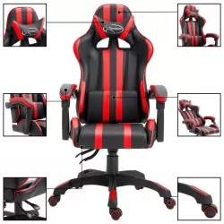 Геймърски стол, червено, изкуствена кожа