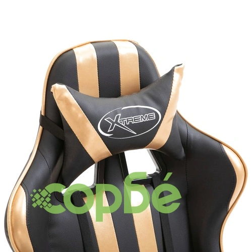 Геймърски стол, златисто, изкуствена кожа ➤ топ цена ➤ sorbe.bg