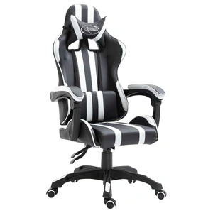 Геймърски стол, бял, изкуствена кожа
