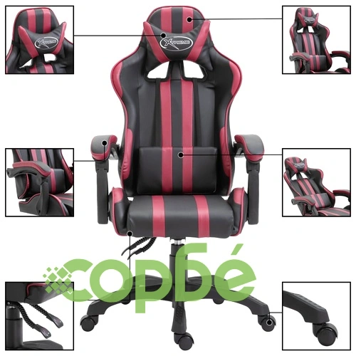 Геймърски стол, виненочервено, изкуствена кожа ➤ топ цена ➤ sorbe.bg