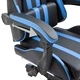 Геймърски стол с подложка за крака, синьо, изкуствена кожа