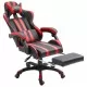 Геймърски стол с подложка за крака, червено, изкуствена кожа