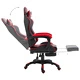 Геймърски стол с подложка за крака, червено, изкуствена кожа