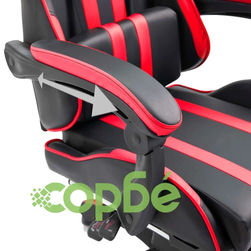Геймърски стол с подложка за крака, червено, изкуствена кожа ➤ топ цена ➤ sorbe.bg