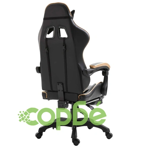 Геймърски стол с подложка за крака, златисто, изкуствена кожа ➤ топ цена ➤ sorbe.bg