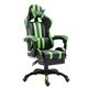 Геймърски стол с подложка за крака, зелено, изкуствена кожа