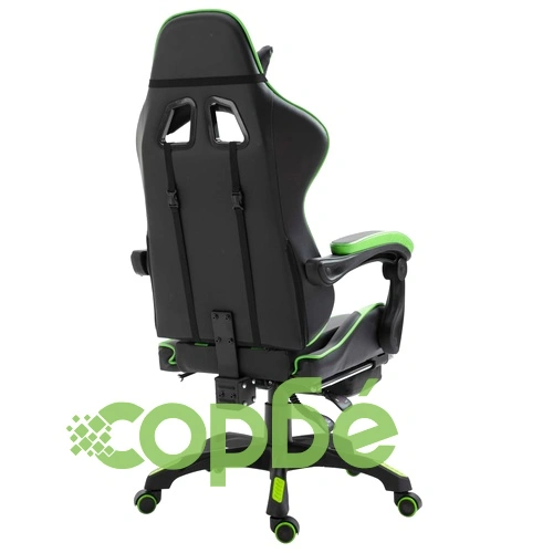 Геймърски стол с подложка за крака, зелено, изкуствена кожа ➤ топ цена ➤ sorbe.bg