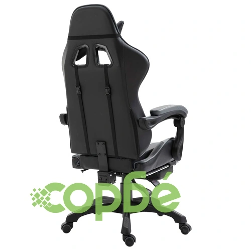 Геймърски стол с подложка за крака, сиво, изкуствена кожа ➤ топ цена ➤ sorbe.bg