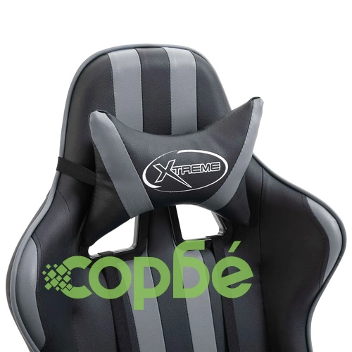 Геймърски стол с подложка за крака, сиво, изкуствена кожа ➤ топ цена ➤ sorbe.bg