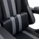 Геймърски стол с подложка за крака, сиво, изкуствена кожа