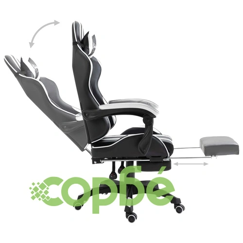 Геймърски стол с подложка за крака, бяло, изкуствена кожа ➤ топ цена ➤ sorbe.bg