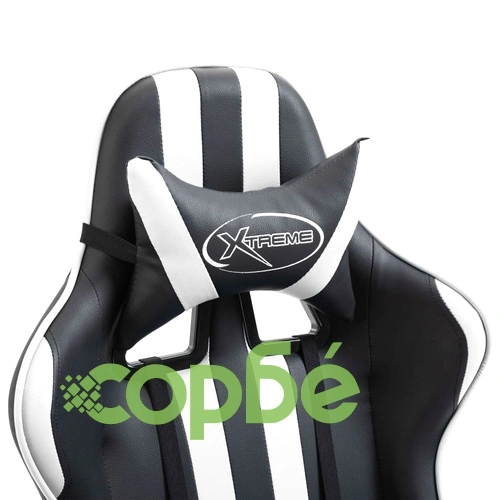 Геймърски стол с подложка за крака, бяло, изкуствена кожа ➤ топ цена ➤ sorbe.bg