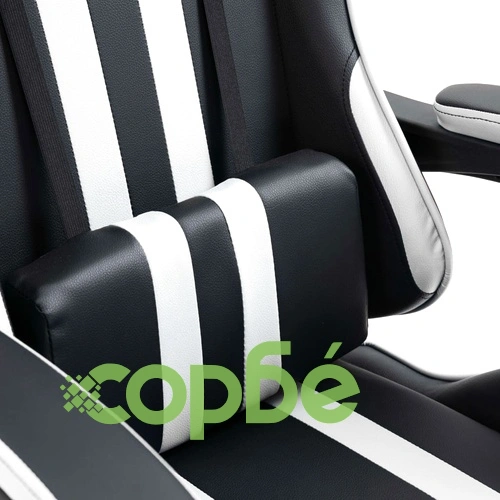 Геймърски стол с подложка за крака, бяло, изкуствена кожа ➤ топ цена ➤ sorbe.bg