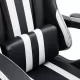 Геймърски стол с подложка за крака, бяло, изкуствена кожа