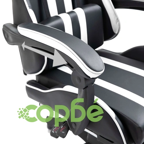 Геймърски стол с подложка за крака, бяло, изкуствена кожа ➤ топ цена ➤ sorbe.bg