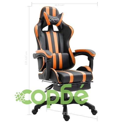 Геймърски стол с подложка за крака, оранжево, изкуствена кожа ➤ топ цена ➤ sorbe.bg