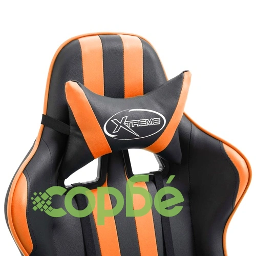 Геймърски стол с подложка за крака, оранжево, изкуствена кожа ➤ топ цена ➤ sorbe.bg