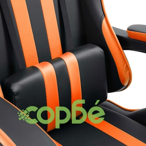 Геймърски стол с подложка за крака, оранжево, изкуствена кожа ➤ топ цена ➤ sorbe.bg