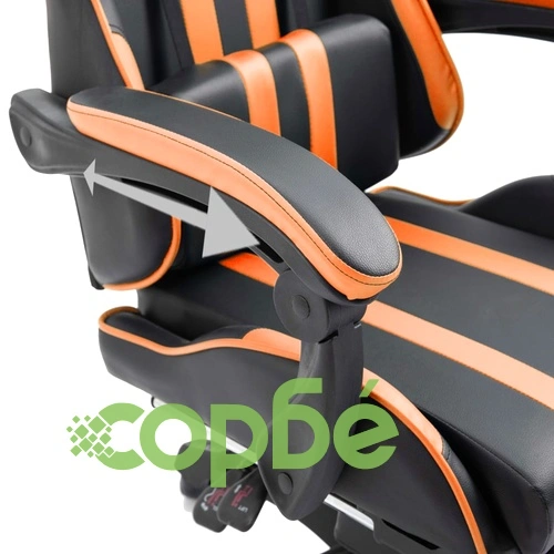 Геймърски стол с подложка за крака, оранжево, изкуствена кожа ➤ топ цена ➤ sorbe.bg
