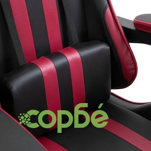 Геймърски стол с подложка за крака виненочервен изкуствена кожа ➤ топ цена ➤ sorbe.bg