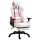 Геймърски стол с подложка за крака, розово, изкуствена кожа