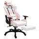 Геймърски стол с подложка за крака, розово, изкуствена кожа