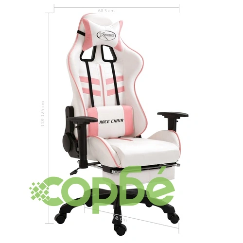 Геймърски стол с подложка за крака, розово, изкуствена кожа ➤ топ цена ➤ sorbe.bg