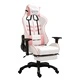 Геймърски стол с подложка за крака, розово, изкуствена кожа