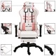 Геймърски стол с подложка за крака, розово, изкуствена кожа