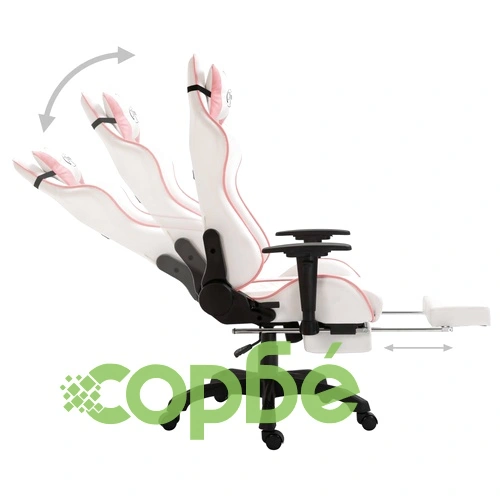 Геймърски стол с подложка за крака, розово, изкуствена кожа ➤ топ цена ➤ sorbe.bg