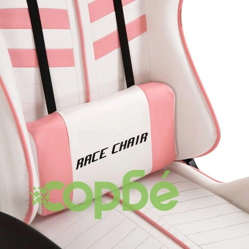 Геймърски стол с подложка за крака, розово, изкуствена кожа ➤ топ цена ➤ sorbe.bg