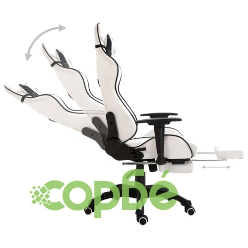 Геймърски стол с подложка за крака, черно, изкуствена кожа ➤ топ цена ➤ sorbe.bg