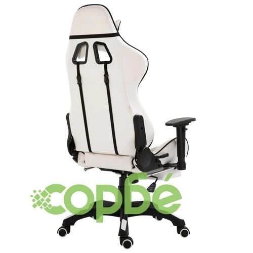 Геймърски стол с подложка за крака, черно, изкуствена кожа ➤ топ цена ➤ sorbe.bg