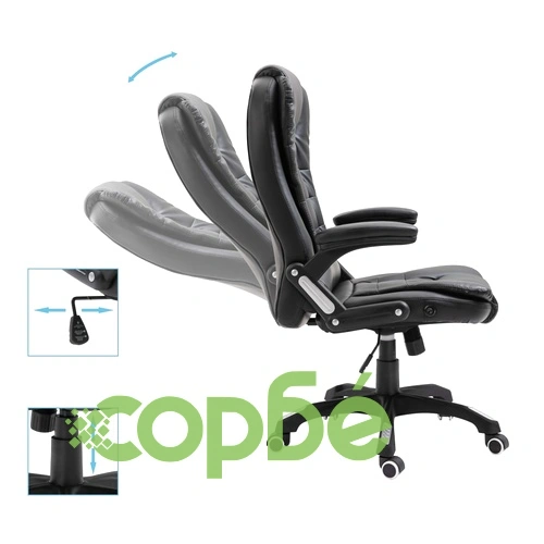 Офис стол, черен, изкуствена кожа ➤ топ цена ➤ sorbe.bg