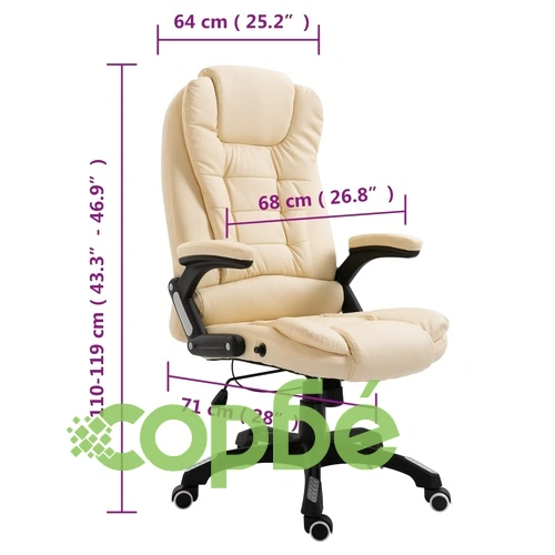 Офис стол, кремав, изкуствена кожа ➤ топ цена ➤ sorbe.bg