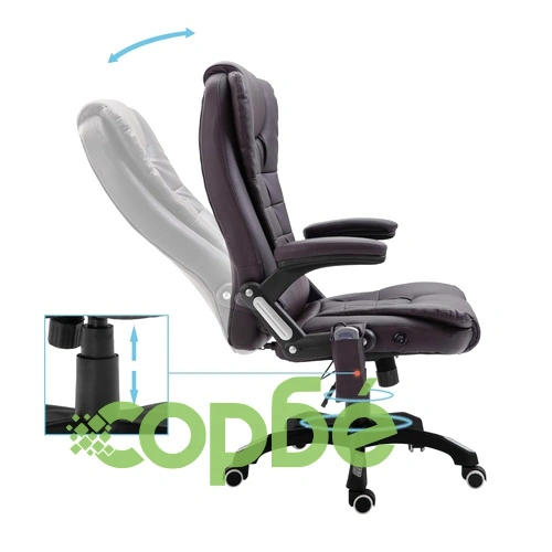 Масажен офис стол, кафяв, изкуствена кожа ➤ топ цена ➤ sorbe.bg