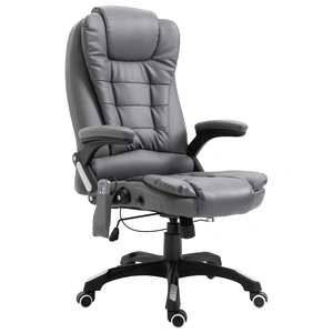 Масажен офис стол, антрацит, изкуствена кожа