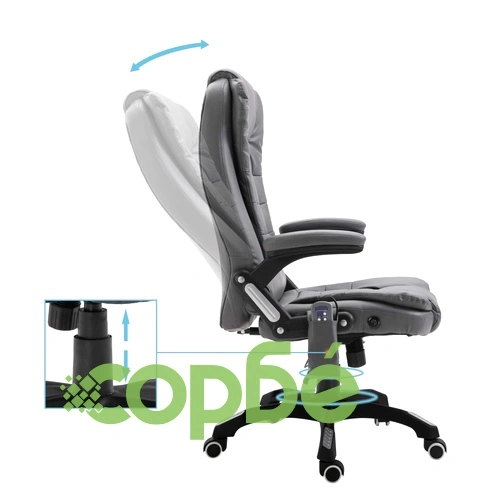 Масажен офис стол, антрацит, изкуствена кожа ➤ топ цена ➤ sorbe.bg