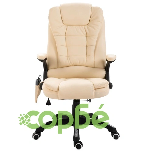 Масажен офис стол, кремав, изкуствена кожа ➤ топ цена ➤ sorbe.bg