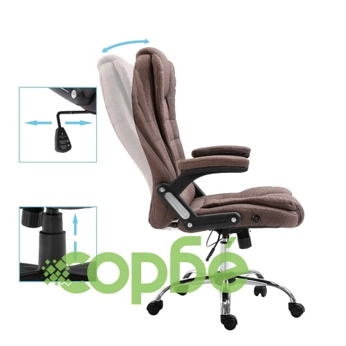 Офис стол, кафяв, полиестер ➤ топ цена ➤ sorbe.bg