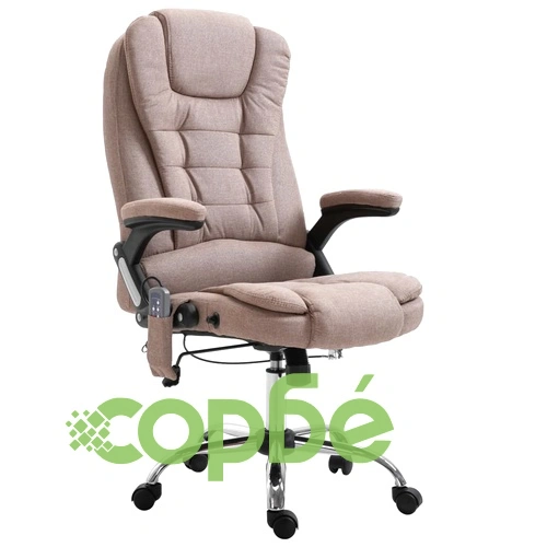 Масажен офис стол, таупе, полиестер ➤ топ цена ➤ sorbe.bg