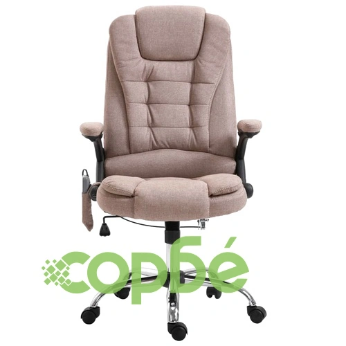 Масажен офис стол, таупе, полиестер ➤ топ цена ➤ sorbe.bg