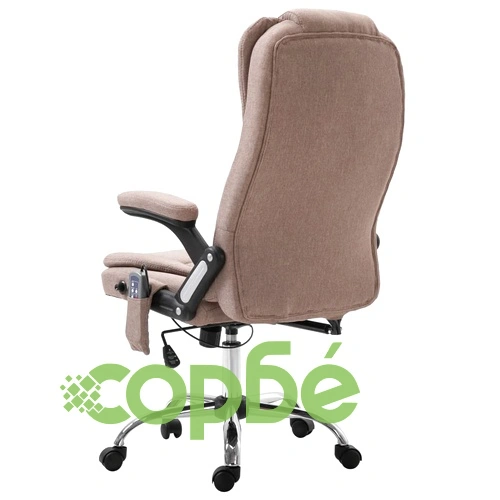 Масажен офис стол, таупе, полиестер ➤ топ цена ➤ sorbe.bg