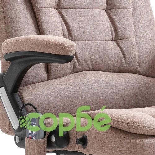 Масажен офис стол, таупе, полиестер ➤ топ цена ➤ sorbe.bg