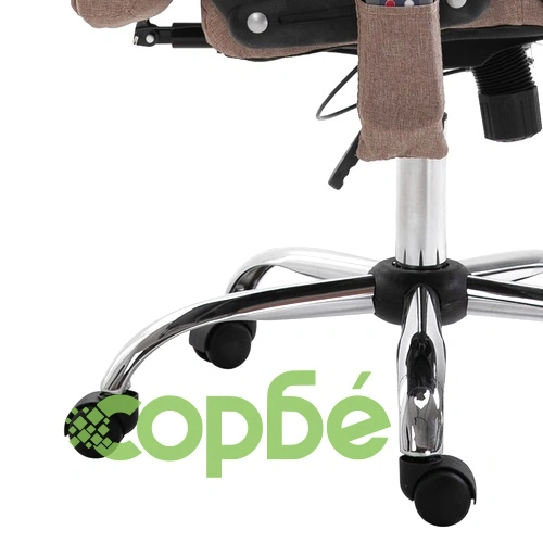 Масажен офис стол, таупе, полиестер ➤ топ цена ➤ sorbe.bg