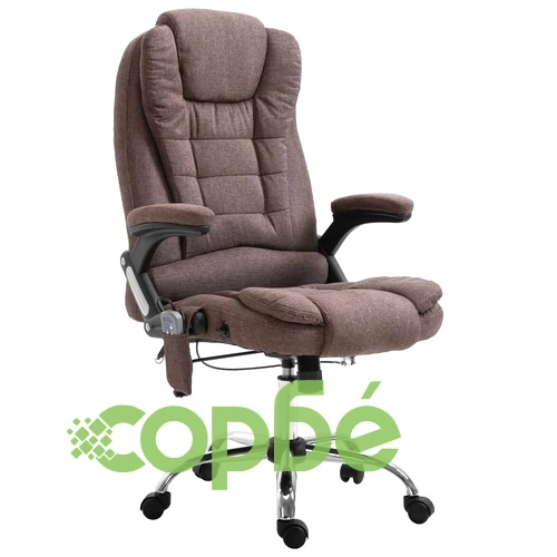 Масажен офис стол, кафяв, полиестер ➤ топ цена ➤ sorbe.bg